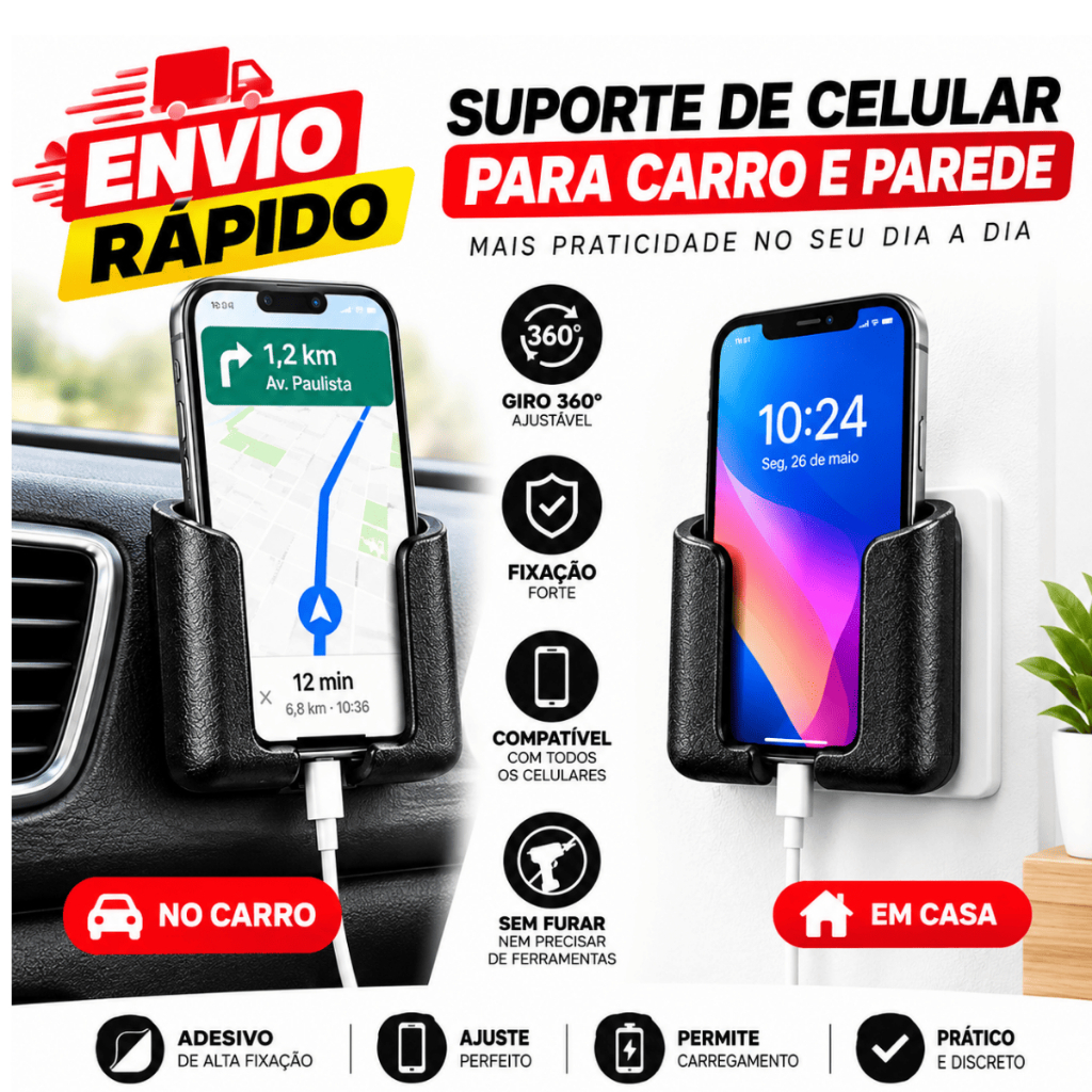Suporte Celular Ajustável Apoio Móvel KIT COM 3 Tablet Suporte Universal Multifuncional Celular Carro Casa Escritório