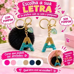 Kit de Chaveiro de Resina Personalizado Letras A-Z Verde Agua Confete Presente Bolsa Lembrancinha