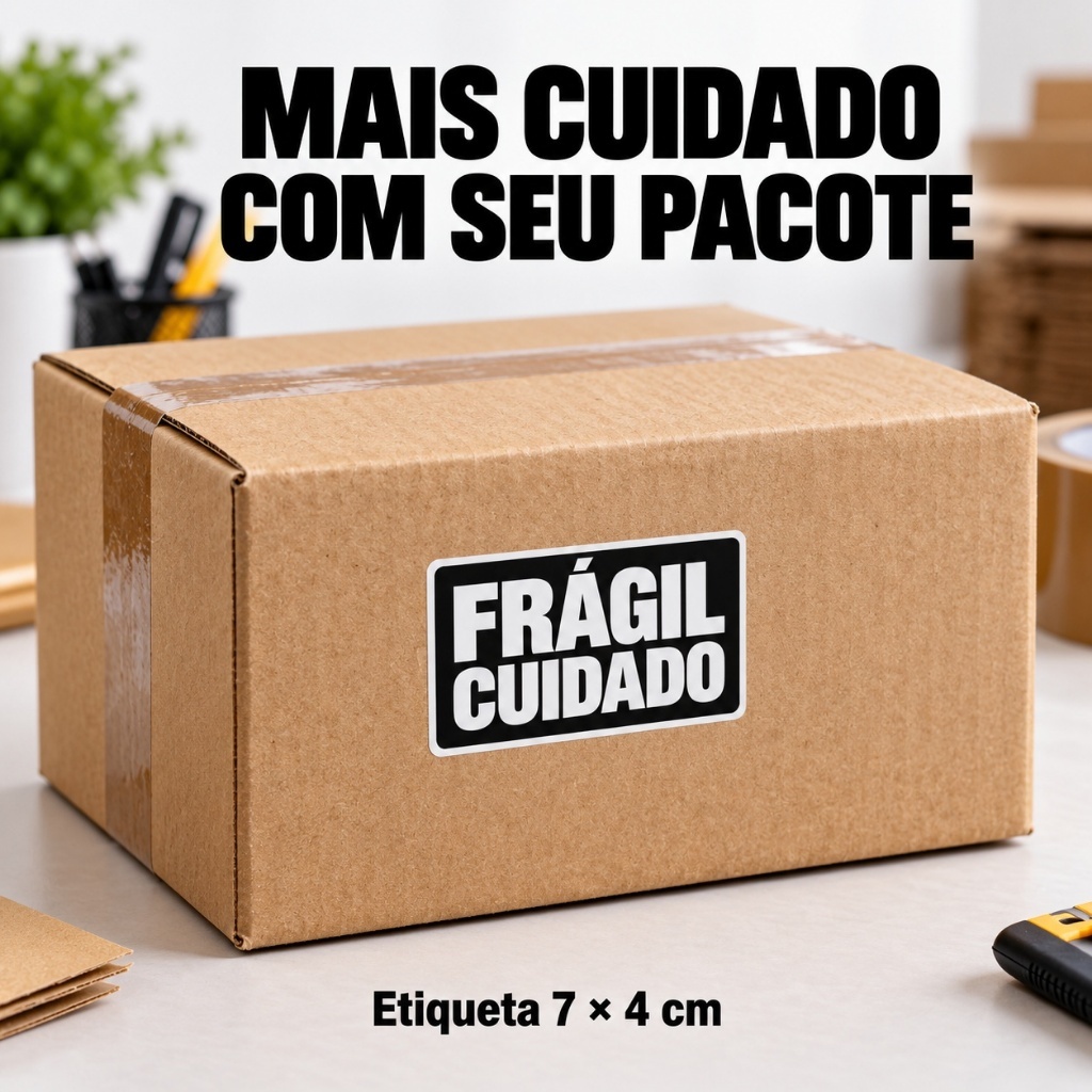 Etiqueta Térmica Preta Adesiva 1.000und Frágil 6x4cm com Adesivo de Alta Qualidade — imagem 2 de 2