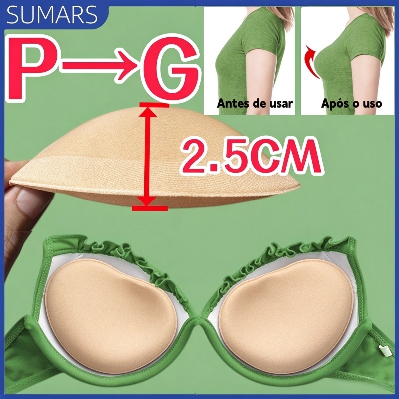 Almofadas Push Up Seios 2.5cm Reutilizável | Enchimento Invisível para Biquínis e Maiôs Realce Busto