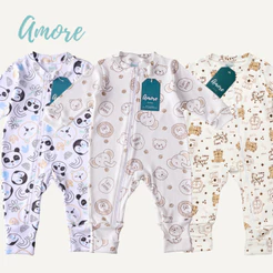 Kit 3 Macacões Bebê Amore Vira Pé Zíper Mais Vendidos Menino 100% Algodão