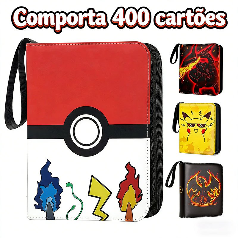 Albúm Pasta Pokemon Charizard Blastoise 400 Cartas 50 Folhas com Zíper Fichário em Oferta na Shopee