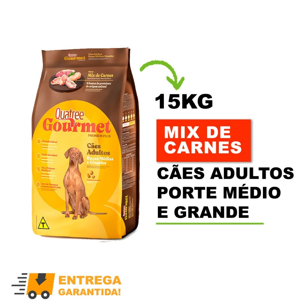 Ração Quatree Gourmet Adulto Raça Média e Grande 15 kg em Oferta na Shopee