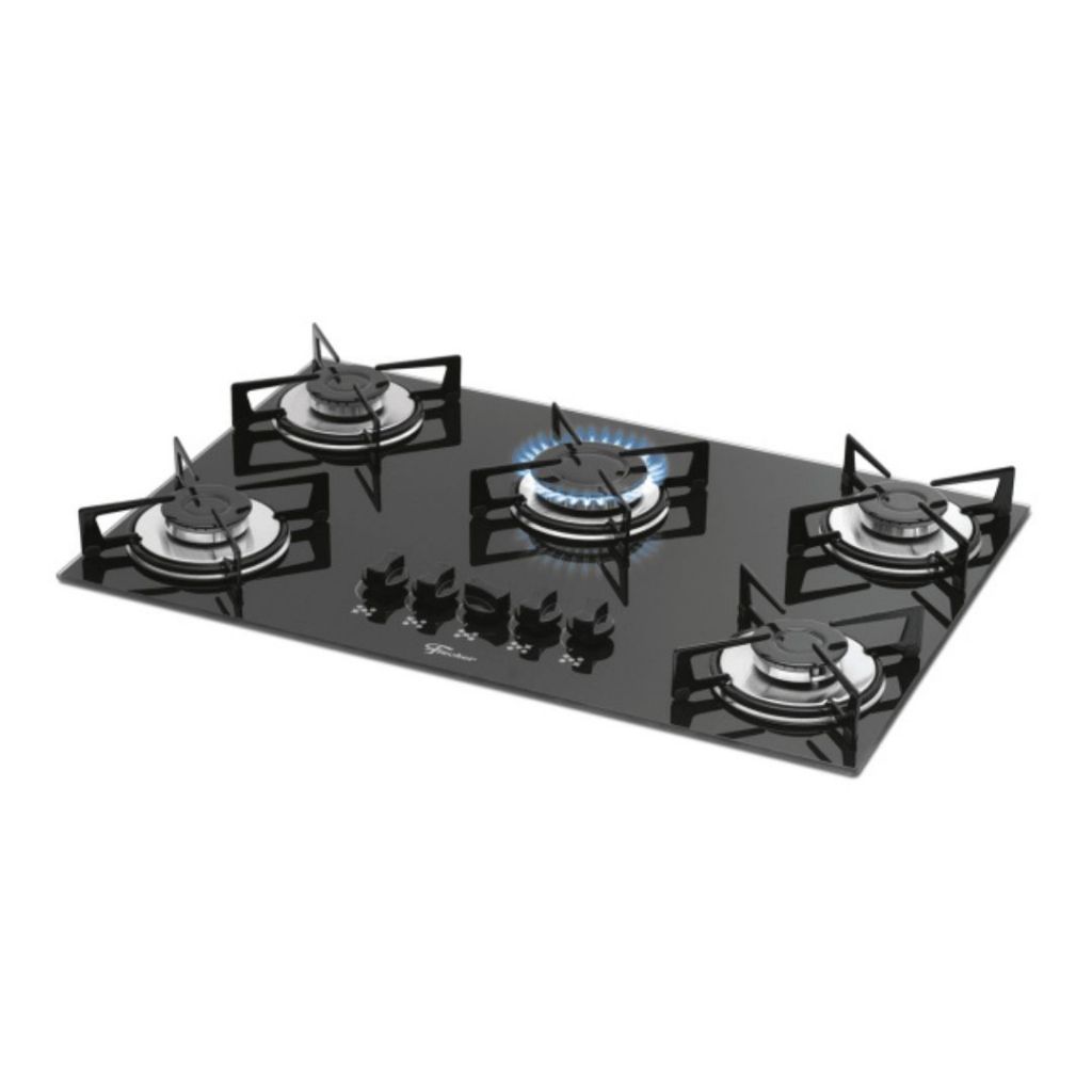 Cooktop a Gás Fischer 5 Bocas Mesa Vidro Bivolt