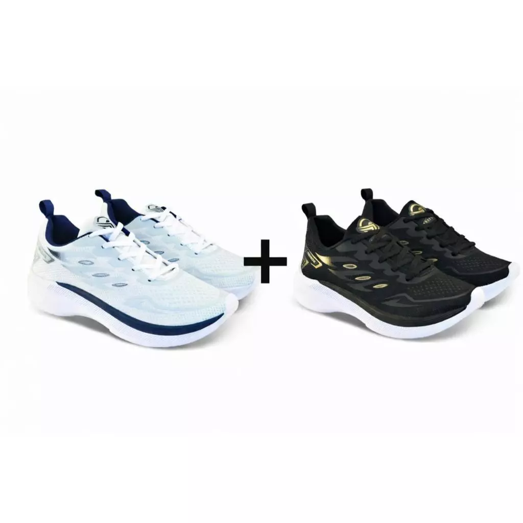 KIT 02 PARES Tenis Masculino Escolar Academia Original FREEDOM Corrida Caminhada PROMOÇÃO BRANCO AZUL+ PRETO DOURADO — imagem 1