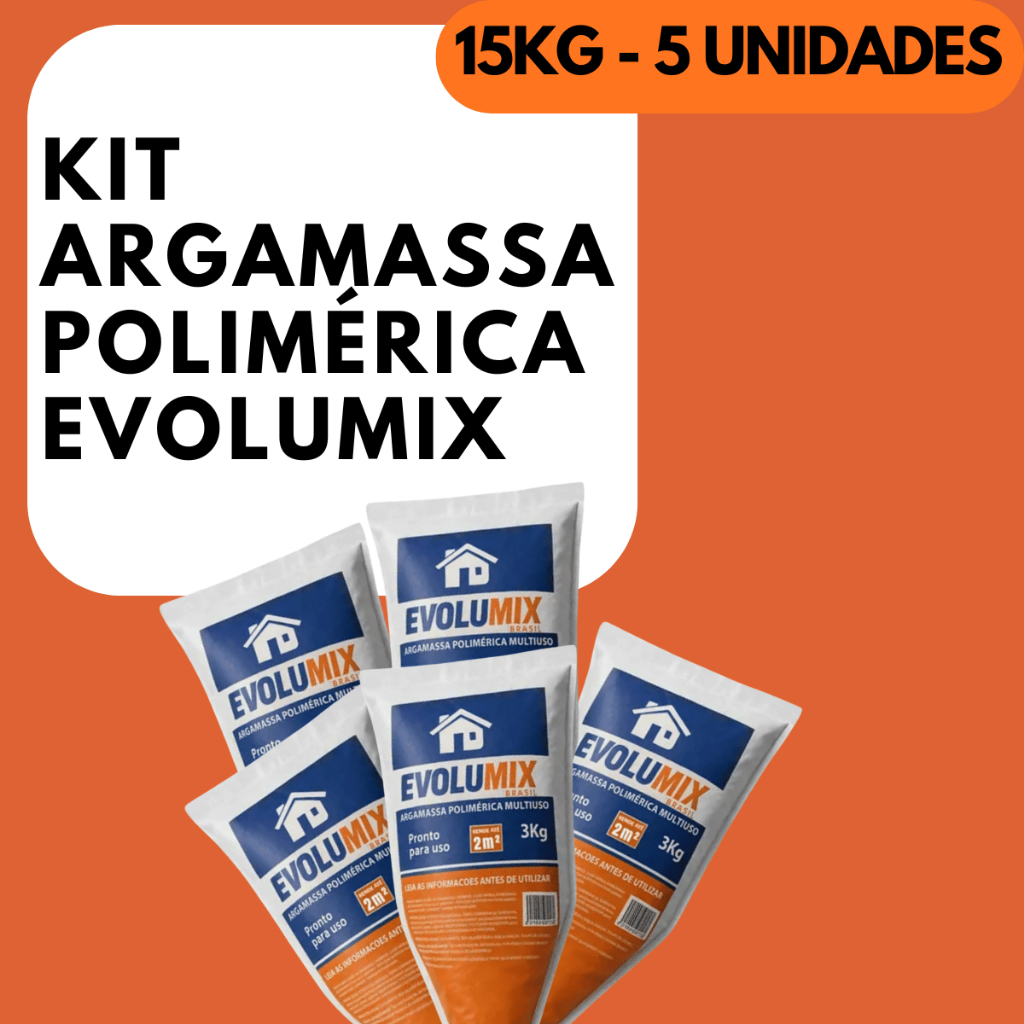 Argamassa Evolumix 15kg Kit 5 Un Reduz Custos da Obra Alta Aderência e Alto Rendimento