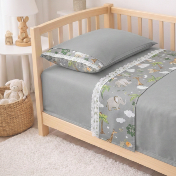 Jogo Lençol 03 Peças Quarto de bebê Berço Americano Padrão 130x70cm Alta Qualidade