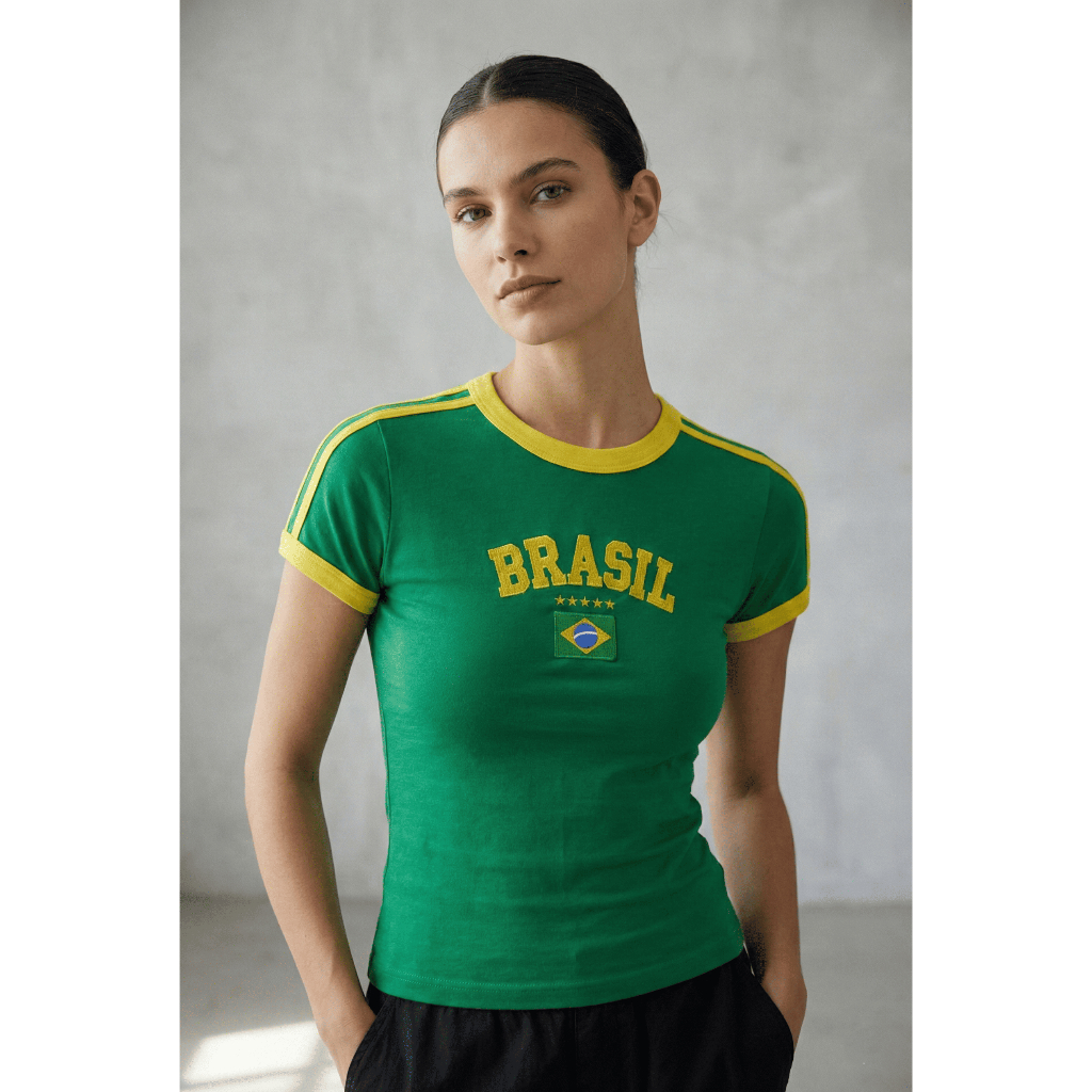Blusa Do Brasil Bandeira Bordada BabyLock Verde