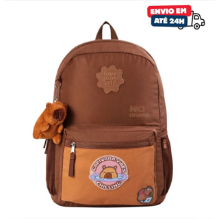 Mochila Escolar Infantil Capivara Com Chaveiro Pelúcia Capivara em Oferta na Shopee