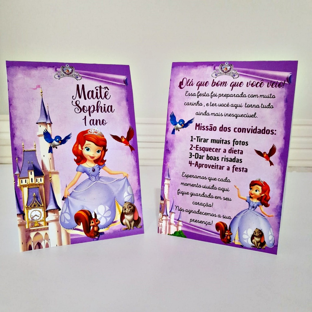10 a 40 plaquinha de mesa PRINCESINHA SOFIA  personalizadas , centro de mesa lembrancinha de festa infantil