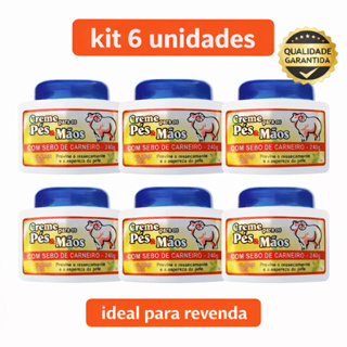 Kit 6 und Creme Sebo de Carneiro 240g Sanjully – Hidratação Intensiva para Corpo, Pés e Mãos-Atacado em Oferta na Shopee