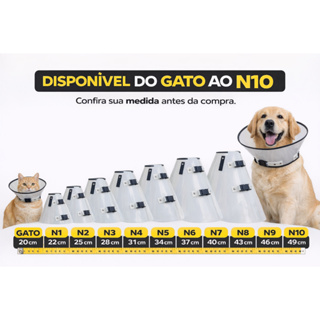 Colar Elizabetano Cirúrgico Tradiconal para Cachorro e gato do N°1 até N°10 em Oferta na Shopee