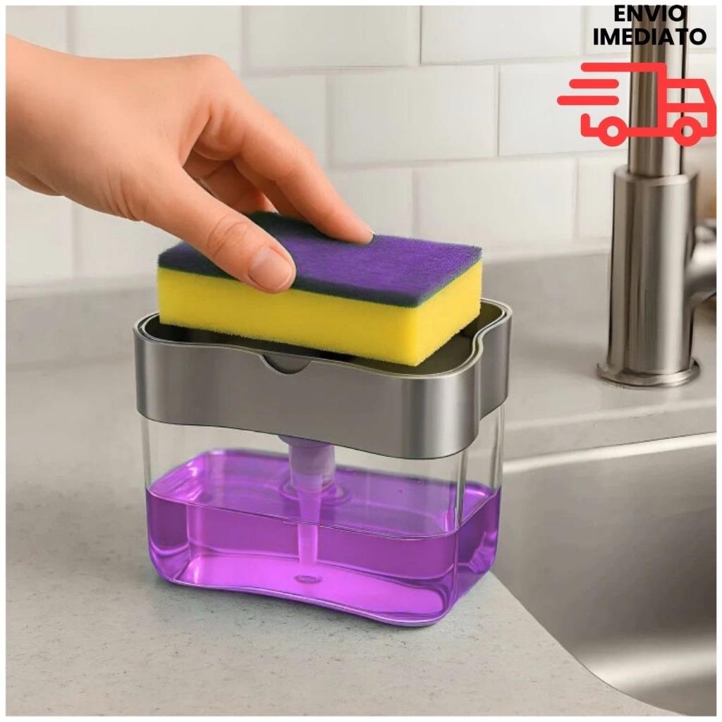 Porta Detergente com Dispenser 2x1 – Organizador de Cozinha