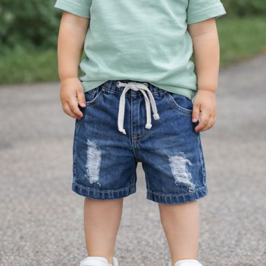 Bermuda Jeans Infantil Menino 100% Algodão Com Cordão Ajuste Na Cintura Casual 1 2 3 Anos em Oferta na Shopee