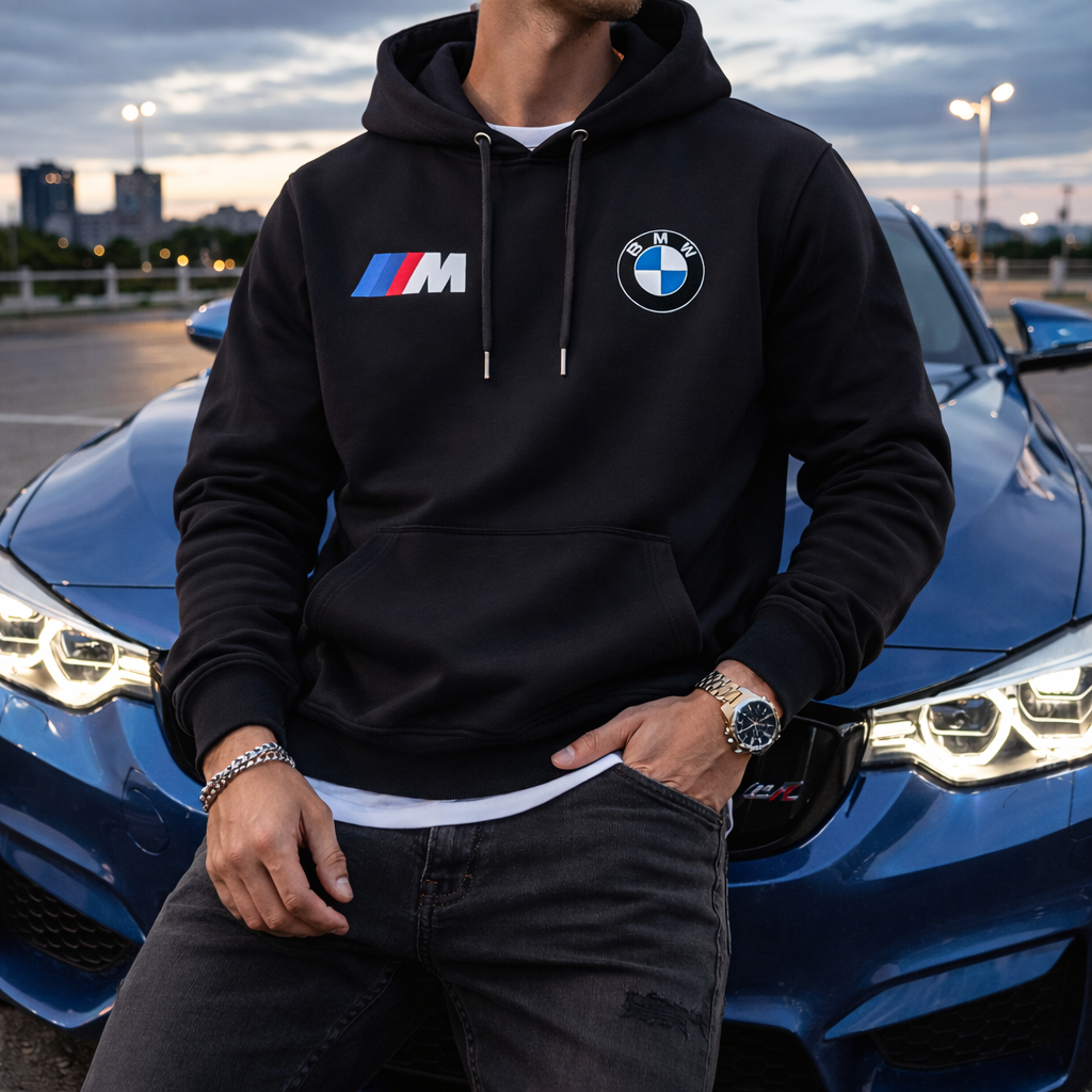 Moletom Canguru BMW Blusa de Frio Estampado Confortável Com Bolso e Capuz