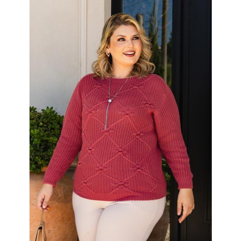Blusa Tricot Bolinhas Plus Size - Giuliana Marques Tricot - Tam GG