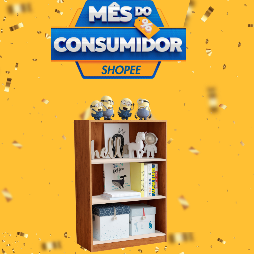 Estante Organizador Livreiro Multiuso Prateleira  Para Sala  Quarto Escritório Star Cedro/Off