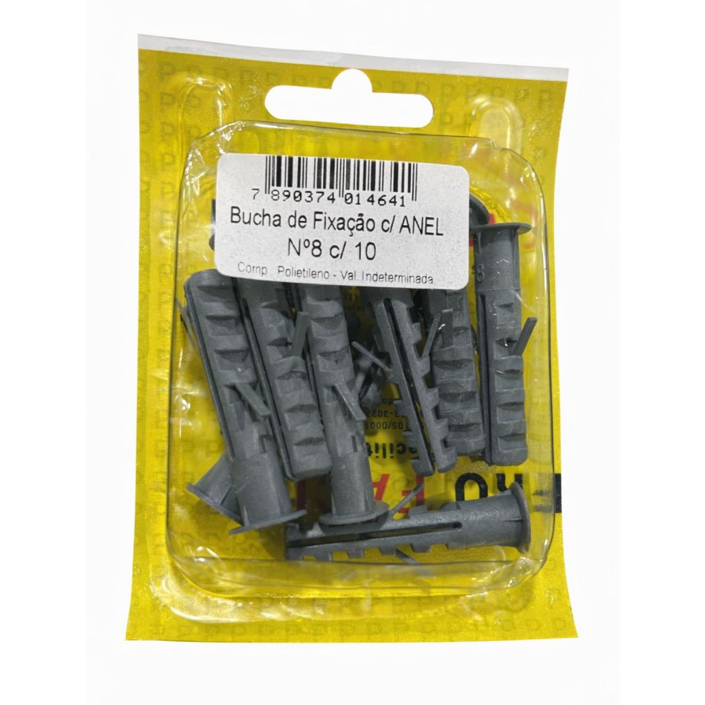 Kit de Buchas de Fixação com Anel Nº 6, Nº 10, Nº 12 Cinza - Alta Resistência