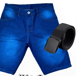 Conjunto Bermuda com cinto Jeans Masculina Com Elastano SLIM Premium várias  Lavargem em Oferta na Shopee