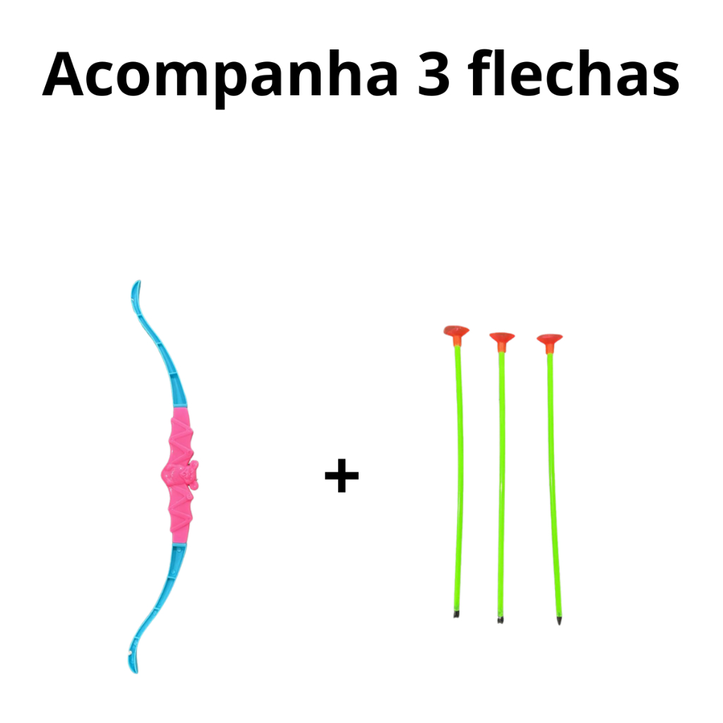 Arco e Flecha Infantil Brinquedo Criança 3 Flechas com Ventosa Segura Diversão e Coordenação Motora