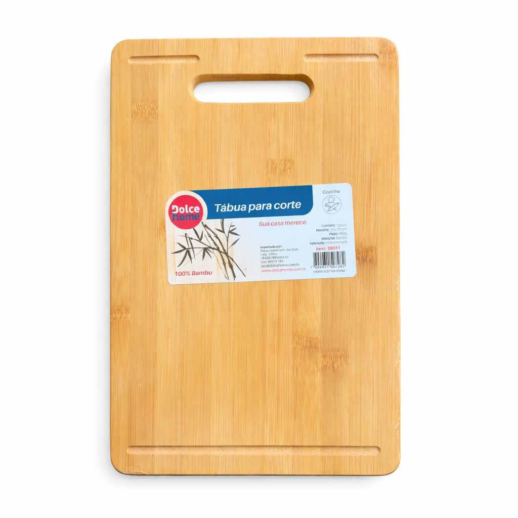 Tábua de Corte em Bambu 30x20 cm – Resistente e Higiênica para Cozinha, Ideal para Carnes, Frutas 🔪