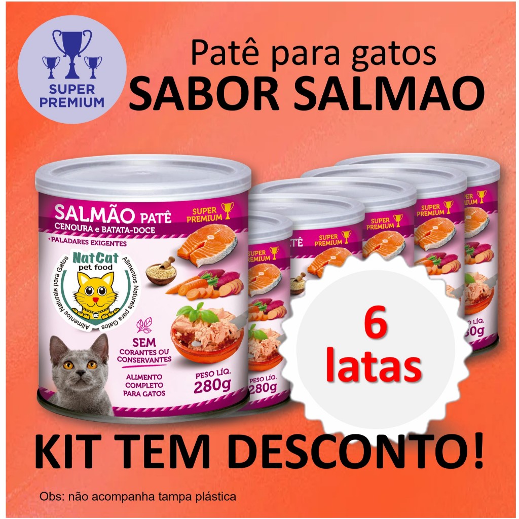 Kit Ração Úmida Patê Natural Gatos Maximo Sabor Salmão NatCat Pet Food Ração Molhada em Oferta na Shopee