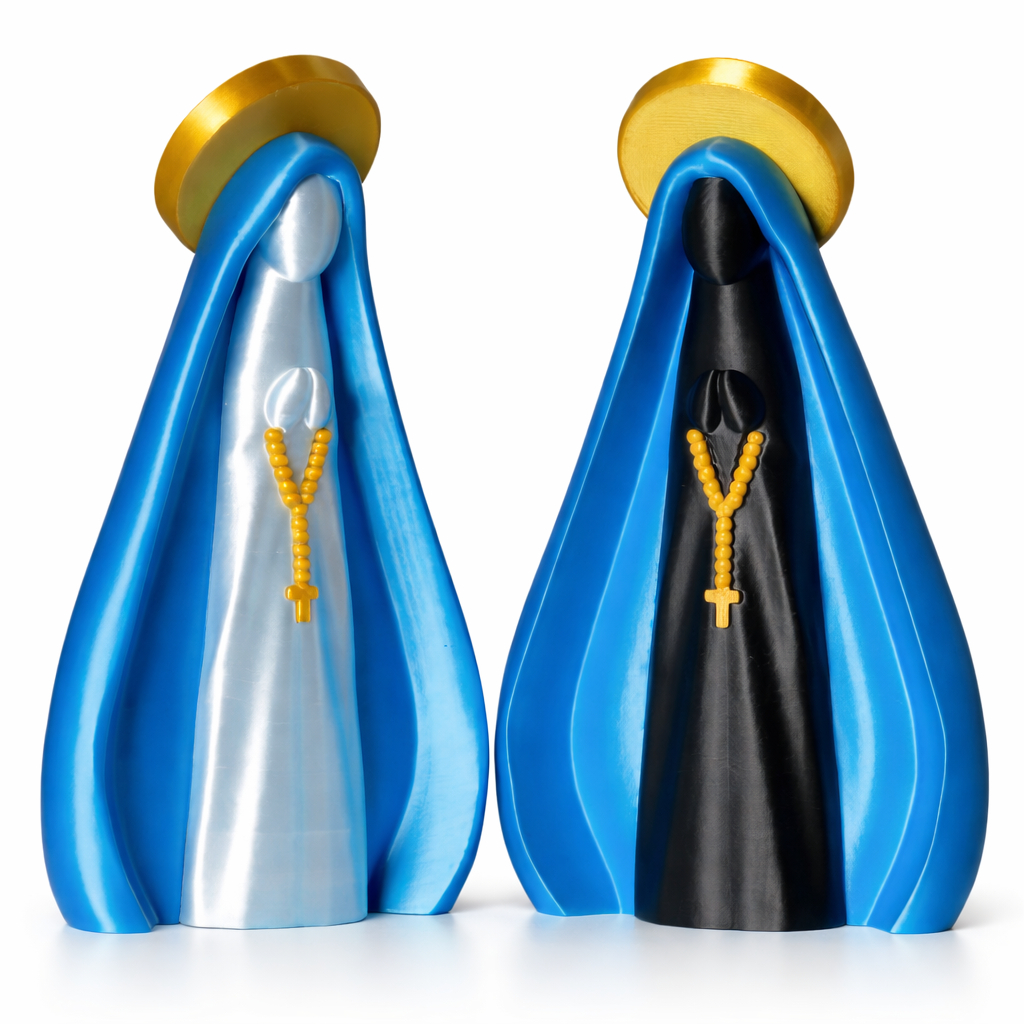 Escultura Nossa Senhora Aparecida Decorativa Impressão 3D 8cm e 16cm- Religiosa Católica para Decoração e Presente