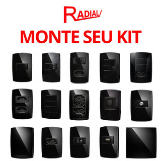 Tomadas Interruptores 4x2 10A/20A Radial Perola Negra Preto Brilhante Alta Qualidade
