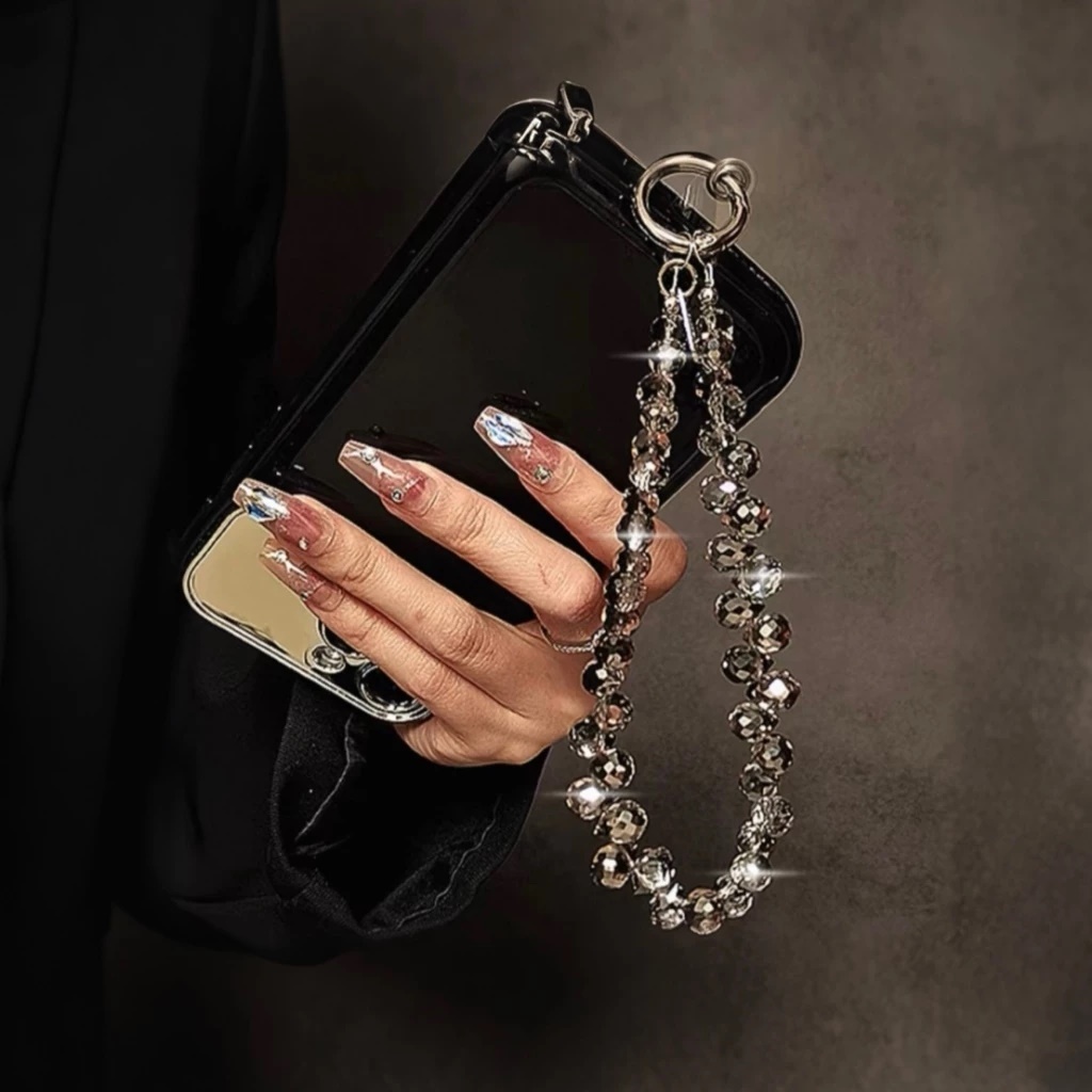 Novo Cordão de Telefone de Luxo com Cristais - Pulseira Ajustável em Contas com Pendente Anti-Perda