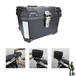 Baú Bauleto para Moto 45 litros Universal Com Forro e Base Kit Fixação Completo Trava Anti Furto