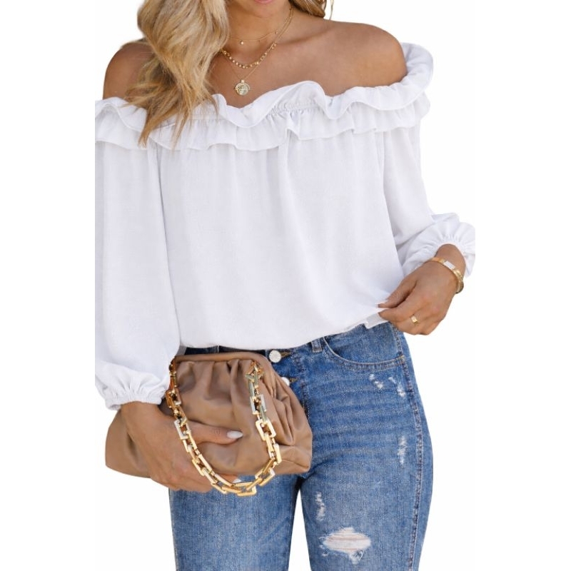blusa Feminina Cropped ciganinha manga longa ombro a ombro