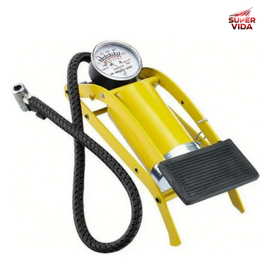 Bomba De Ar Com Pedal Alta Pressão Para Encher Pneu Moto Bike