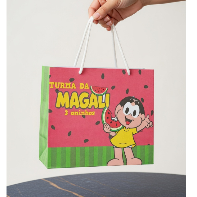 Sacolinha personalizada (M) Magali/Lembrancinha/Sacolinha/Mimos/Lancheira/Aniversário/PEGUE E MONTE