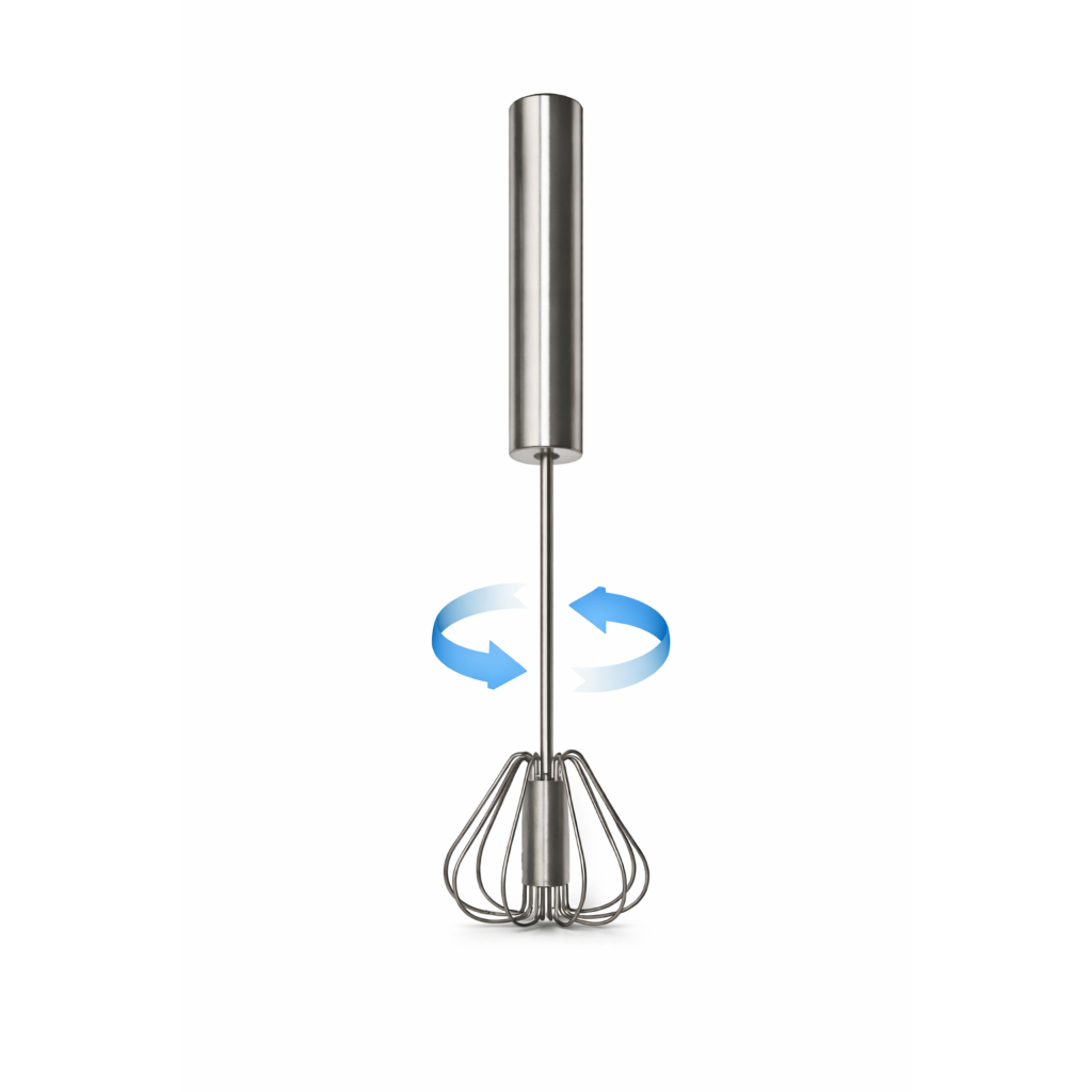 Batedor Manual Giratorio Semi Automatico de Aço Inox Multi Uso para Cozinha