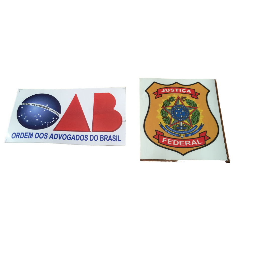 Dois Adesivos - Justiça Federal e OAB para colagem interno no vidro do carro