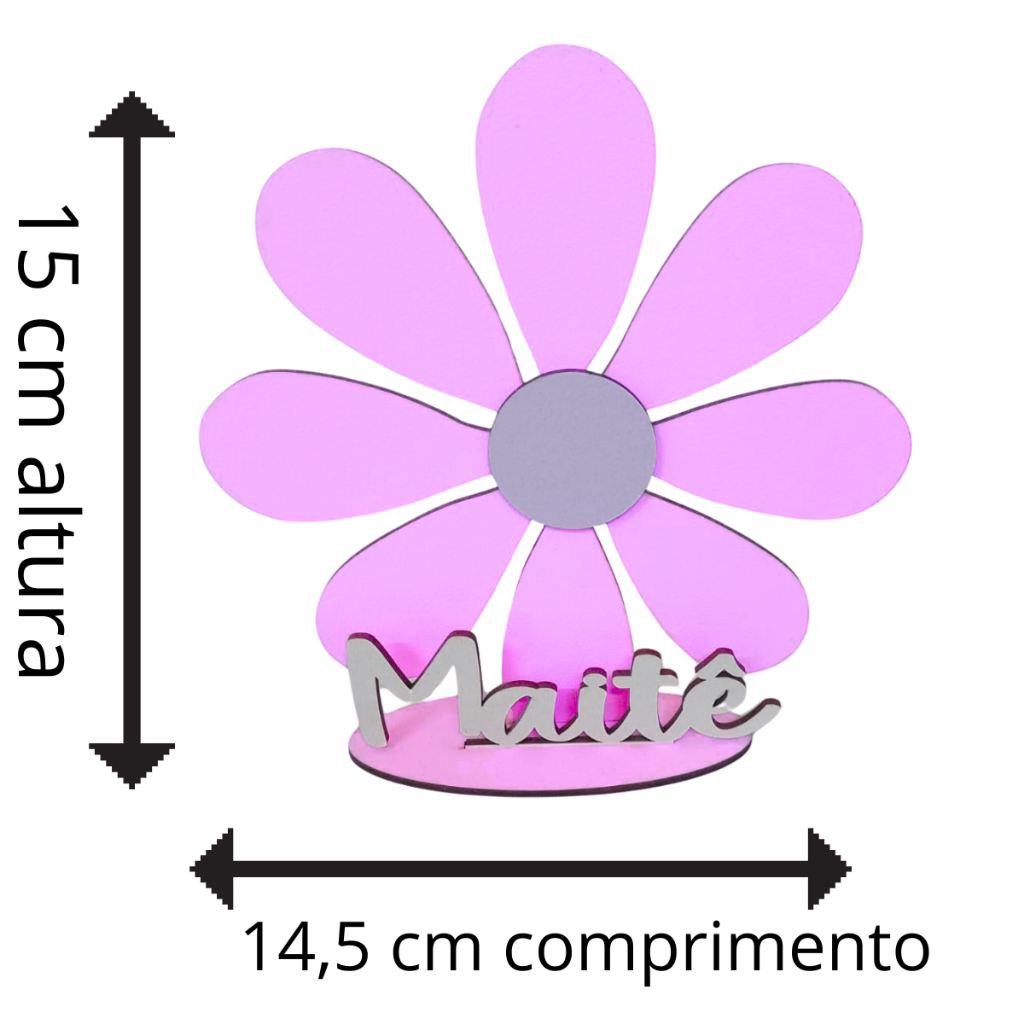 Centro De Mesa Margarida Colorido Personalizado Com Nome Decoração Festa Aniversário — imagem 2 de 2