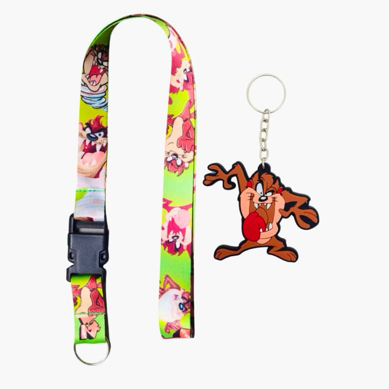Kit Taz Mania Cordão Tirante + Chaveiro Emborrachado