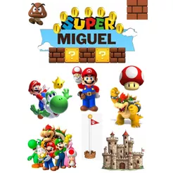 TOPPER ( Topo de bolo personalizado para festa SUPER MARIO )