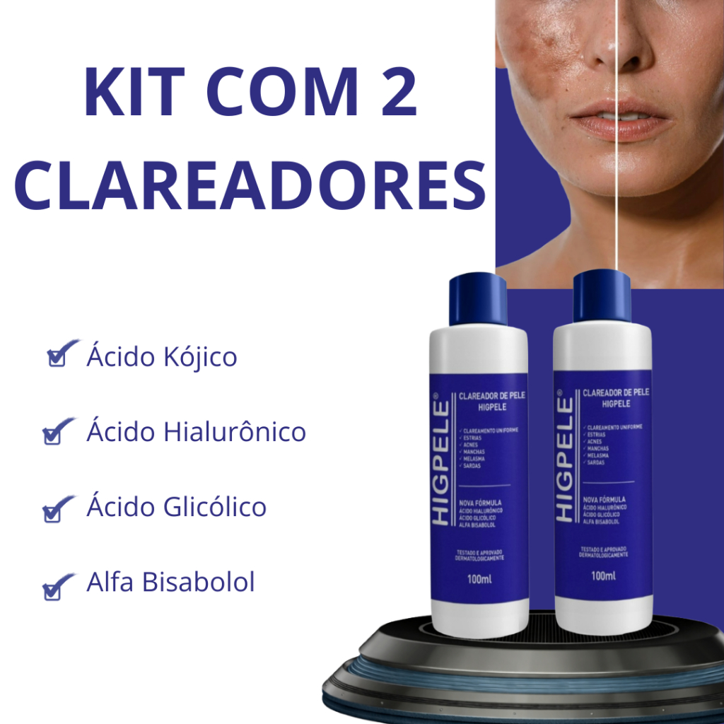 Kit 2 clareador de virilha e axila Higpele 100ml - Manchas Melasma Rosto/pescoço/colo