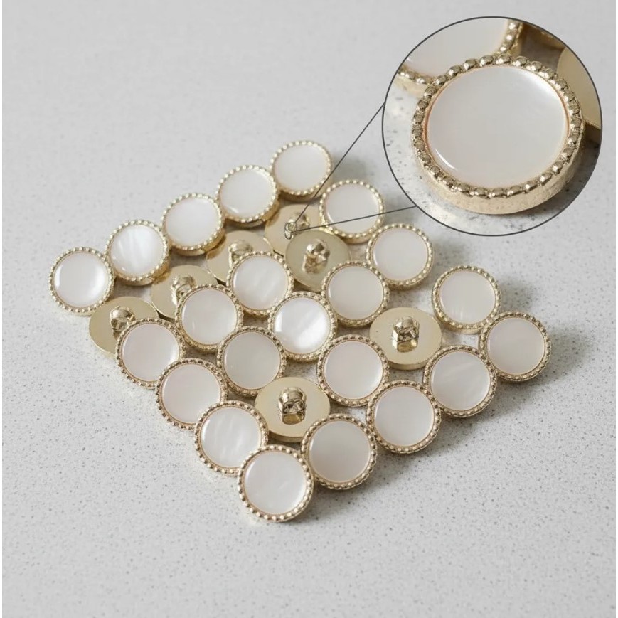Botão costura alça borda detalhada rose gold interno tipo madre pérola - abs 21mm (34L) - 30/20/10 unidades