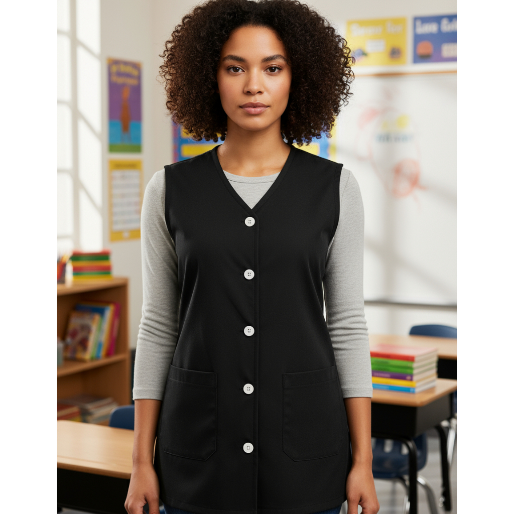 Jaleco Cavado Avental Feminino Sem Manga Professora Auxiliar Manicure Enfermeira Dentista Gola V em Oferta na Shopee