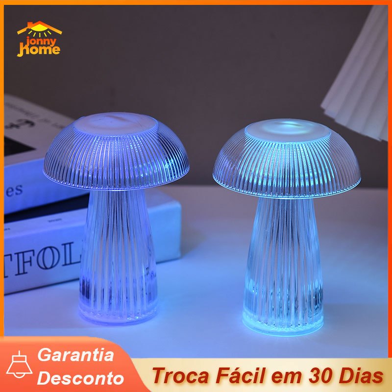 Luz Noturna Luminária Cogumelo LED Transparente Decoração Moderna Minimalista Luz RGB em Oferta na Shopee