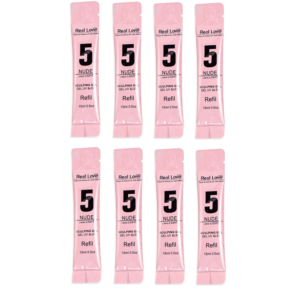 Kit 8 Sachês Refil Sculping Gel Unhas Light 15ml - Real Love