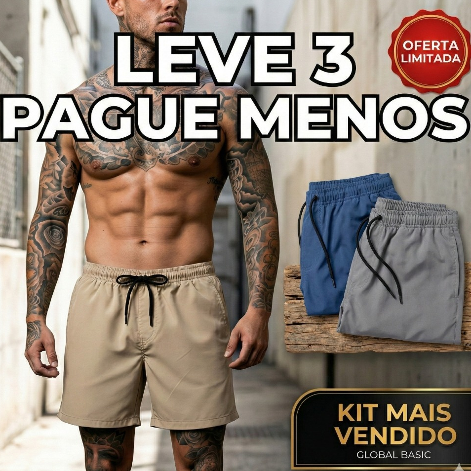 Kit Bermudas Tactel Elastano Masculinas Academia Corrida Piscina Praia Crossfit Shorts Tecido Leve