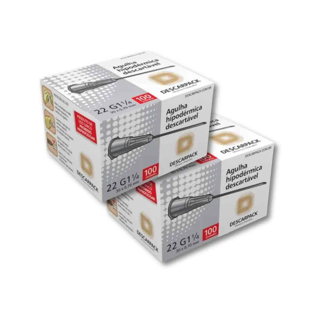 Agulha HiPodérmica Desc. 30x0,70mm Descarpack Kit c/200un