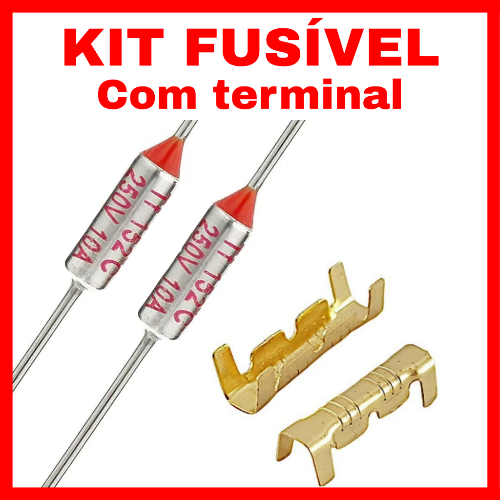 Fusíveis Térmicos Kit 120-142-240-280 10A 15A diversos 250V com terminal (2 peças) - Segurança Elétrica