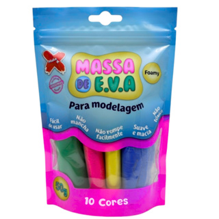 Massa de EVA Make+ 10 Cores Kit para Modelar Atóxica Não Suja Brinquedo Educativo Infantil em Oferta na Shopee