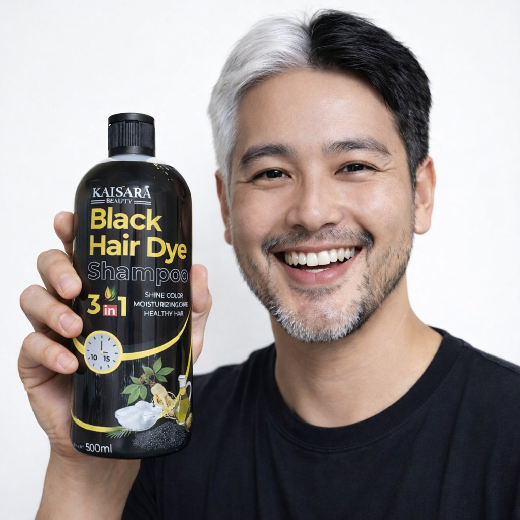 Shampoo Kaissara HAIR DYE 3 EM 1 500ml Tonalizante Cobre Cabelos Brancos Rápido Escurecedor Preto em Oferta na Shopee