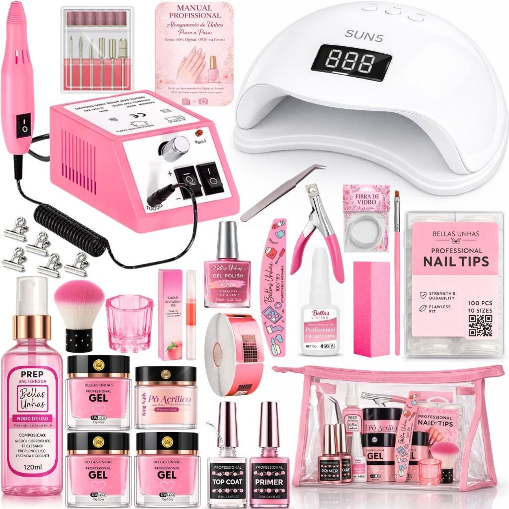Kit De Unha Gel Completo Fibra Kit Alongamento Gel - Envio Imediato