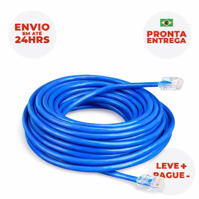 Cabo De Rede Rj45 1,5 2 3 5 10 Metros Rede Lan Azul Cat5 Montado